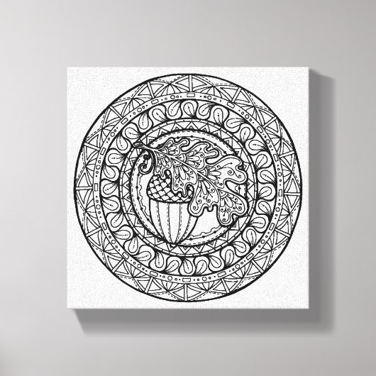 Geïnspireerd Mandala Herfst Eikenblad 6 Canvas Afdruk (Voorkant)