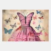  geïnspireerd meisje met vlinders inpakpapier vel (Voorkant 3)