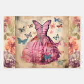 geïnspireerd meisje vlinders & bloemen inpakpapier vel (Voorkant 3)