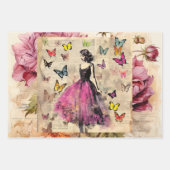 geïnspireerd meisje vlinders & bloemen inpakpapier vel (Voorkant)