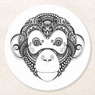 Geïnspireerd monkeyontwerp ronde kartonnen onderzetter