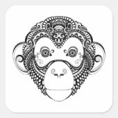 Geïnspireerd monkeyontwerp vierkante sticker (Voorkant)