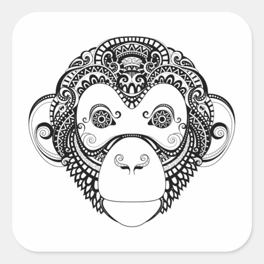 Geïnspireerd monkeyontwerp vierkante sticker (Voorkant)