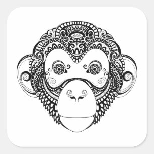 Geïnspireerd monkeyontwerp vierkante sticker