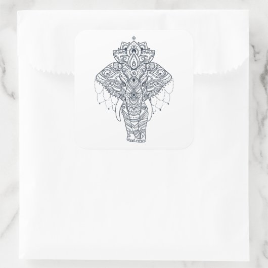 Geïnspireerd olifant vierkante sticker (Tas)
