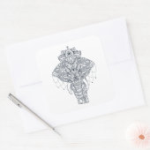 Geïnspireerd olifant vierkante sticker (Envelop)
