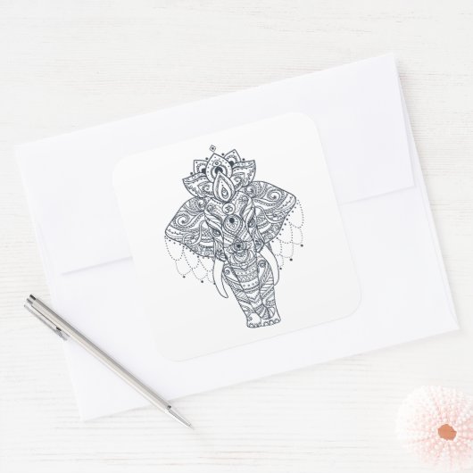 Geïnspireerd olifant vierkante sticker (Envelop)