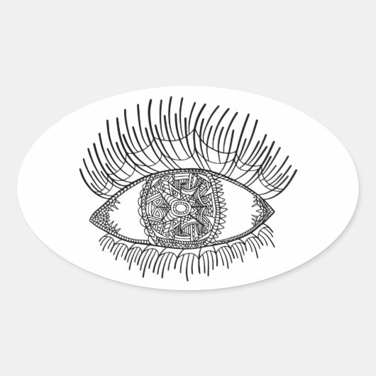 Geïnspireerd oog ovale sticker (Voorkant)
