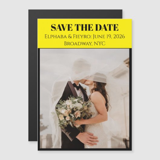 Geïnspireerd op PlayBill Save the Date Magnetische Uitnodiging (Voorkant / Achterkant)