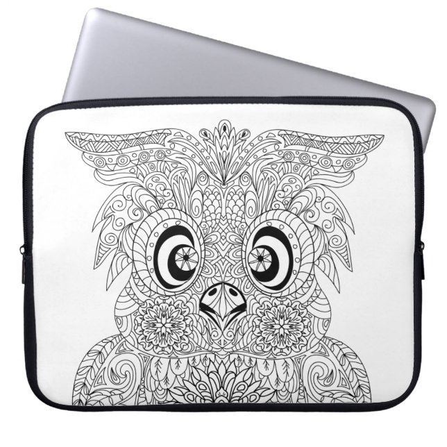Geïnspireerd owl-portret laptop sleeve (Voorkant)