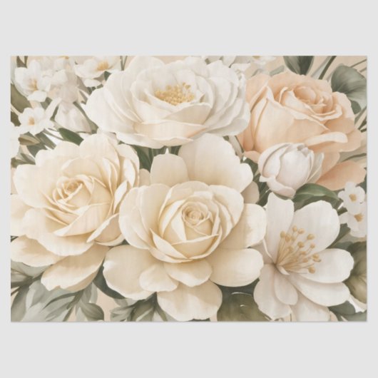  geïnspireerd pastel beige bloemendecoupage tissuepapier (Voorkant)