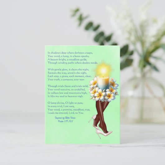 Geïnspireerd Psalm 119:105 Gedicht Kaars Lady Briefkaart (Staand voorkant)