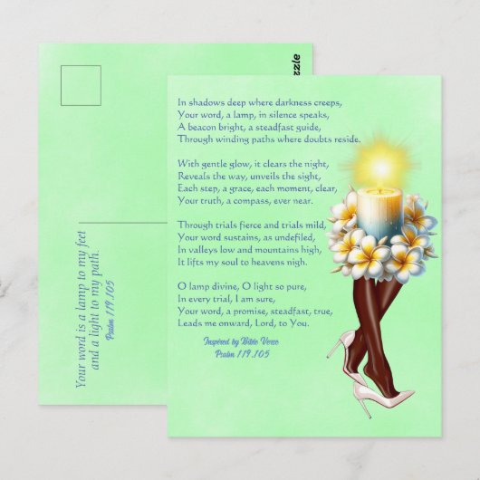 Geïnspireerd Psalm 119:105 Gedicht Kaars Lady Briefkaart (Voorkant / Achterkant)