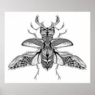 Geïnspireerd Psychedelic Stag-Beetle 2 Poster