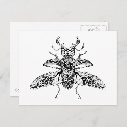 Geïnspireerd Psychedelic Stag-Beetle Briefkaart (Voorkant / Achterkant)