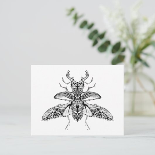 Geïnspireerd Psychedelic Stag-Beetle Briefkaart (Staand voorkant)