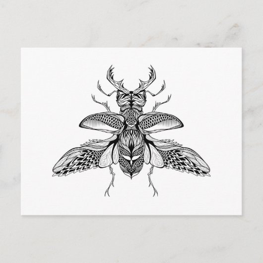 Geïnspireerd Psychedelic Stag-Beetle Briefkaart (Voorkant)