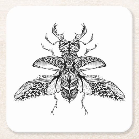 Geïnspireerd Psychedelic Stag-Beetle Kartonnen Onderzetters (Voorkant)