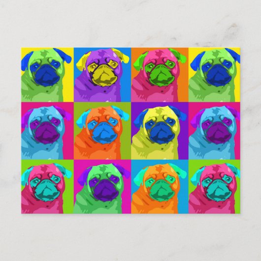 geïnspireerd Pug Briefkaart (Voorkant)