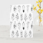 Geïnspireerd Retro Feather Patroon Kaart (Gele Bloem)