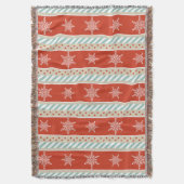  geïnspireerd rood-Mint-Snowflakes patroon Deken (Voorkant Verticaal)