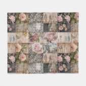  geïnspireerd roze bloemengrunge quiltpatroon fleece deken (Voorkant (Horizontaal))