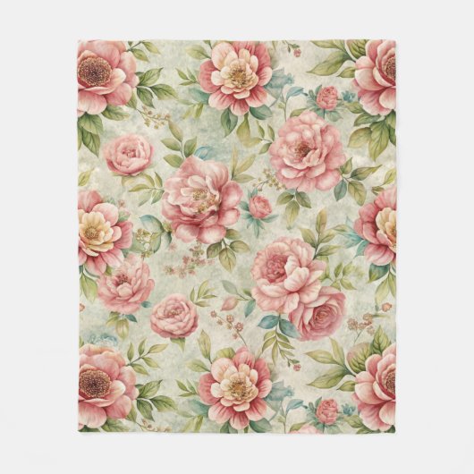   geïnspireerd roze bloemenpatroon fleece deken (Voorkant)