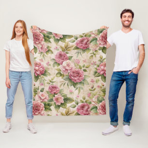 geïnspireerd roze bloemenpatroon fleece deken