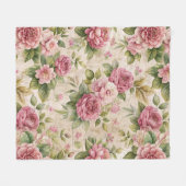   geïnspireerd roze bloemenpatroon fleece deken (Voorkant (Horizontaal))