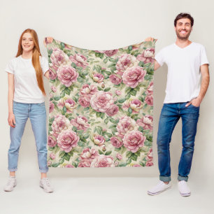   geïnspireerd roze bloemenpatroon fleece deken