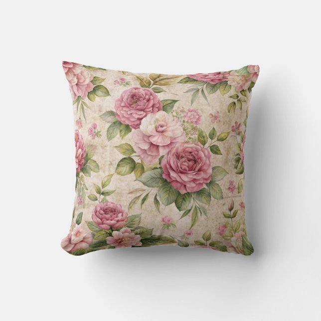   geïnspireerd roze bloemenpatroon kussen (Voorkant)