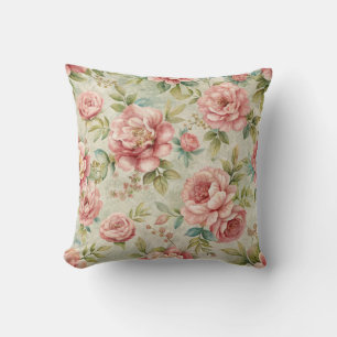 geïnspireerd roze bloemenpatroon kussen