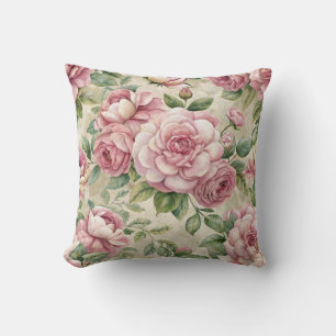 geïnspireerd roze bloemenpatroon kussen