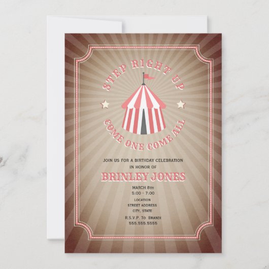  geïnspireerd roze circustent Verjaardag Kaart (Voorkant)