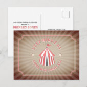  geïnspireerd roze circustent Verjaardag Uitnodiging Briefkaart (Voorkant / Achterkant)