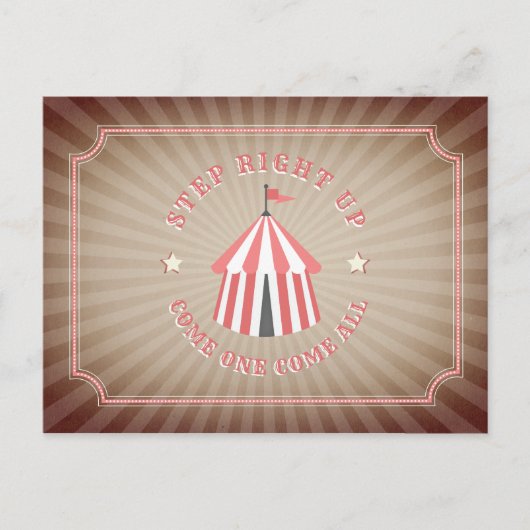  geïnspireerd roze circustent Verjaardag Uitnodiging Briefkaart (Voorkant)