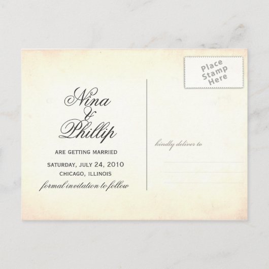  geïnspireerd Save the date Aankondigingskaart (Achterkant)