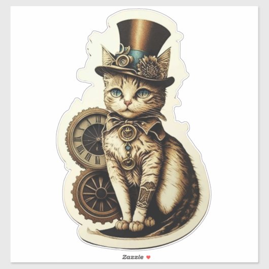  geïnspireerd steampunkat met bovenste hoofddeksel sticker (Vel)