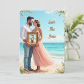 -geïnspireerd strand Save the Date (Staand voorkant)