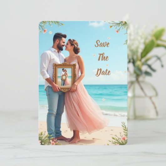 -geïnspireerd strand Save the Date (Staand voorkant)