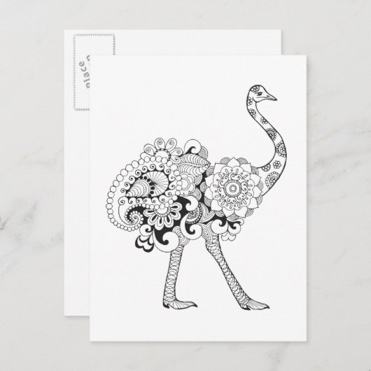 Geïnspireerd struisvogel briefkaart (Voorkant / Achterkant)