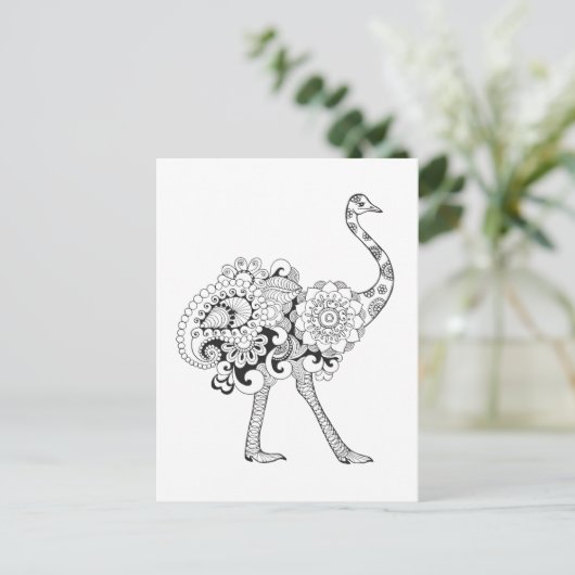 Geïnspireerd struisvogel briefkaart (Staand voorkant)