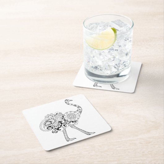 Geïnspireerd struisvogel kartonnen onderzetters (Insitu)