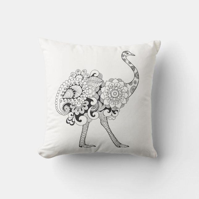 Geïnspireerd struisvogel kussen (Voorkant)
