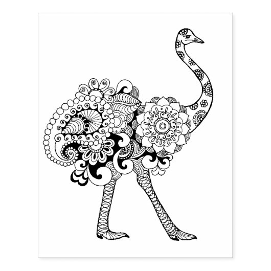 Geïnspireerd struisvogel rubberstempel (Afrduk)