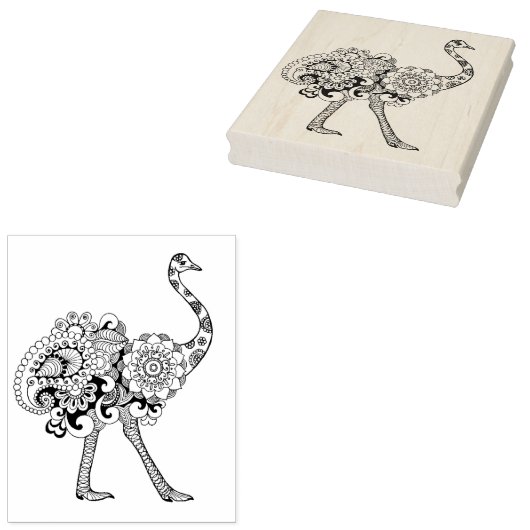 Geïnspireerd struisvogel rubberstempel (Gestempeld)