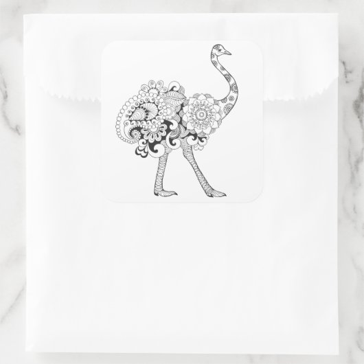 Geïnspireerd struisvogel vierkante sticker (Tas)