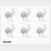 Geïnspireerd struisvogel vierkante sticker (Vel)