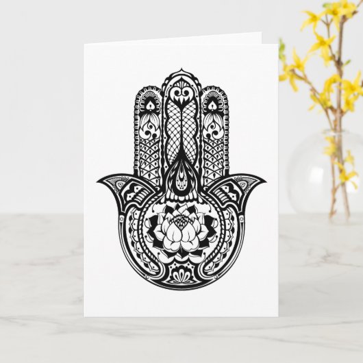 Geïnspireerd Symbool Hamsa Kaart (Gele Bloem)