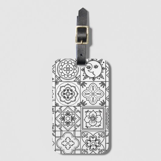 Geïnspireerd Talavera-patroon Bagagelabel (Voorkant (verticaal))